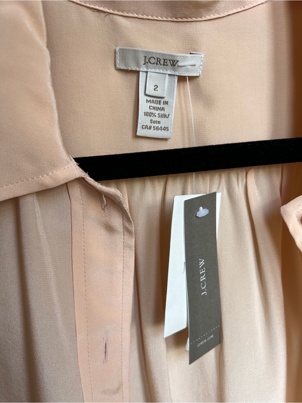 J.Crew 100% Silk Puff Sleeve Button Down Blouse Peach Pink Size 2 NWT - Picture 4 of 4